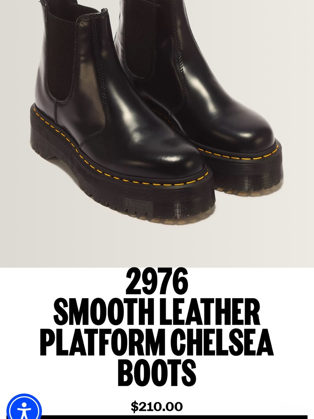 Dr. Martens Black Platform Chelsea Boots with Yellow Stitching